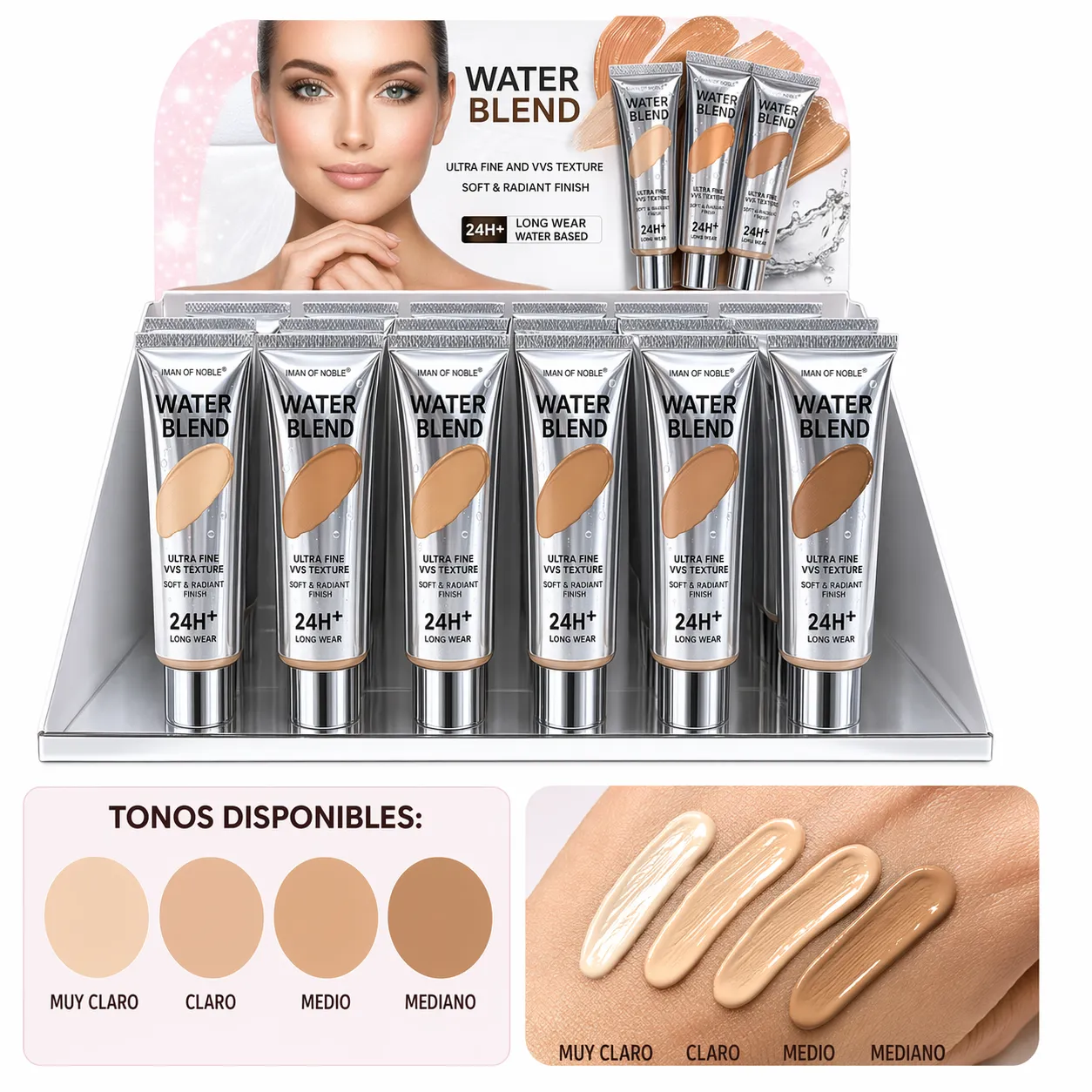 BASE LIQUIDA 4 tonos CHANLEEVI